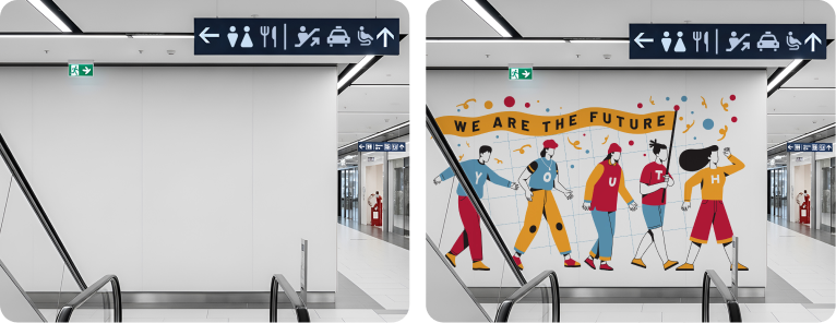 Shopping Mall Feature Wall | Plaster Youth Campaign Mural